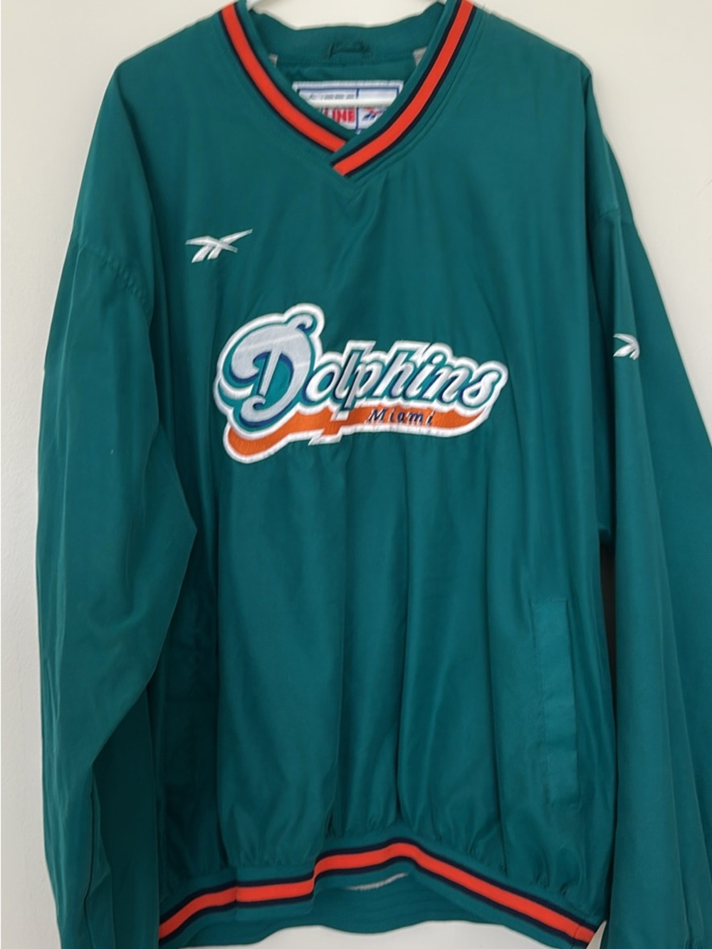 Vintage Reebok Teal Miami Dolphins Pullover Windbreaker